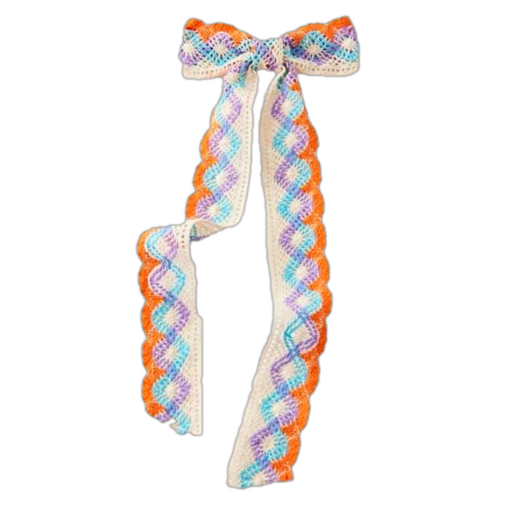 NWT Urban Outfitters Long Crochet Orange Hair Bow Barrette